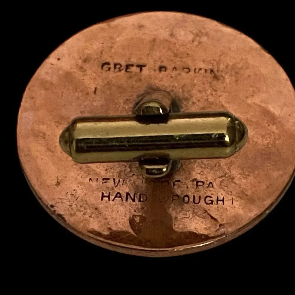 Vintage 50's Gret Barkin Cufflinks Copper Hand Wrought New Hope PA Modernist MCM